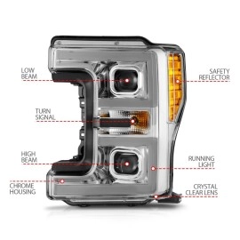 Anzo 111578 - Plank Style Full LED Projector Headlights w/ Sequential Signal (Chrome Housing, Clear Lens)