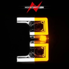 Anzo 111578 - Plank Style Full LED Projector Headlights w/ Sequential Signal (Chrome Housing, Clear Lens)