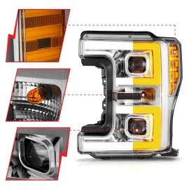 Anzo 111578 - Plank Style Full LED Projector Headlights w/ Sequential Signal (Chrome Housing, Clear Lens)
