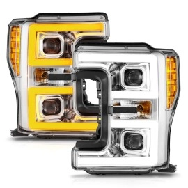 Anzo 111578 - Plank Style Full LED Projector Headlights w/ Sequential Signal (Chrome Housing, Clear Lens)