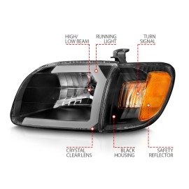Anzo 111579 - Plank Style Crystal Headlights w/ Corner Lights (Black Housing, Clear Lens)