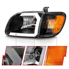 Anzo 111579 - Plank Style Crystal Headlights w/ Corner Lights (Black Housing, Clear Lens)