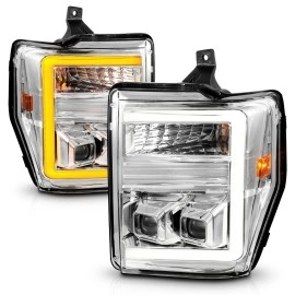 Anzo 111587 - Plank Style Projector Headlights w/ Switchback Lights (Chrome Housing, Clear Lens)