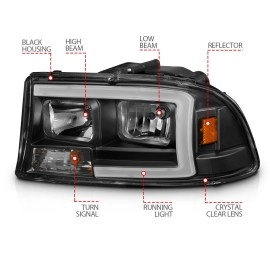 Anzo 111591 - Plank Style Crystal Headlights w/ Corner Lights (Black Housing, Clear Lens)