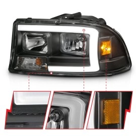Anzo 111591 - Plank Style Crystal Headlights w/ Corner Lights (Black Housing, Clear Lens)