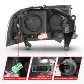 Anzo 111592 - Plank Style Crystal Headlights w/ Corner Lights (Chrome Housing, Clear Lens)