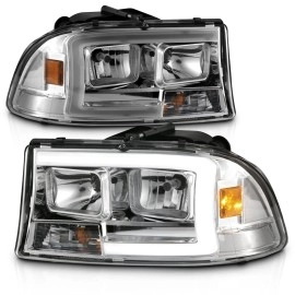 Anzo 111592 - Plank Style Crystal Headlights w/ Corner Lights (Chrome Housing, Clear Lens)