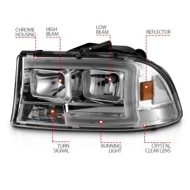 Anzo 111592 - Plank Style Crystal Headlights w/ Corner Lights (Chrome Housing, Clear Lens)