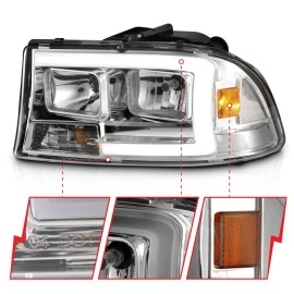 Anzo 111592 - Plank Style Crystal Headlights w/ Corner Lights (Chrome Housing, Clear Lens)