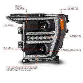 Anzo 111594 - Plank Style Full LED Projector Headlights w/ Sequential Signal (Black Housing, Clear Lens)