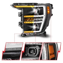 Anzo 111594 - Plank Style Full LED Projector Headlights w/ Sequential Signal (Black Housing, Clear Lens)
