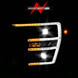 Anzo 111594 - Plank Style Full LED Projector Headlights w/ Sequential Signal (Black Housing, Clear Lens)