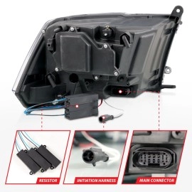 Anzo 111595 - Plank Style Full LED Projector Headlights w/ Sequential Signal (Black Housing, Clear Lens)