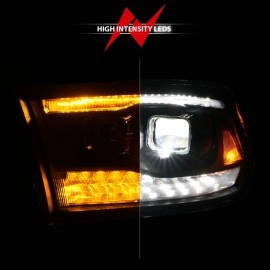 Anzo 111595 - Plank Style Full LED Projector Headlights w/ Sequential Signal (Black Housing, Clear Lens)