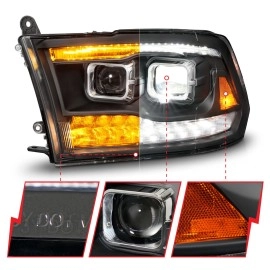 Anzo 111595 - Plank Style Full LED Projector Headlights w/ Sequential Signal (Black Housing, Clear Lens)