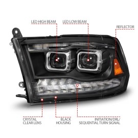 Anzo 111595 - Plank Style Full LED Projector Headlights w/ Sequential Signal (Black Housing, Clear Lens)