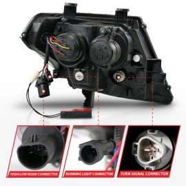Anzo 111597 - Plank Style Projector Headlights w/ DRL & Sequential Signal (Black Housing, Clear Lens)