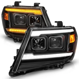 Anzo 111597 - Plank Style Projector Headlights w/ DRL & Sequential Signal (Black Housing, Clear Lens)