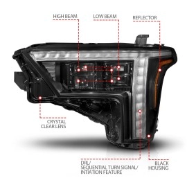 Anzo 111599X - Z-Series Full LED Projector Headlights w/ DRL Switchback & Initiation (Black Housing, Clear Lens)