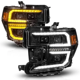 Anzo 111600 - Plank Style Full LED Projector Headlights w/ Sequential Signal (Black Housing, Clear Lens)
