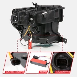 Anzo 111600 - Plank Style Full LED Projector Headlights w/ Sequential Signal (Black Housing, Clear Lens)