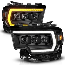 Anzo 111601X - Z-Series Full LED Projector Headlights w/ DRL Switchback, Sequential Signal & Initiation (Black Housing, Clear Lens)