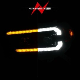 Anzo 111602 - Plank Style Projector Headlights w/ DRL & Sequential Signal (Black Housing, Clear Lens)