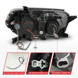 Anzo 111602 - Plank Style Projector Headlights w/ DRL & Sequential Signal (Black Housing, Clear Lens)
