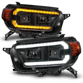 Anzo 111602 - Plank Style Projector Headlights w/ DRL & Sequential Signal (Black Housing, Clear Lens)