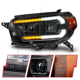 Anzo 111602 - Plank Style Projector Headlights w/ DRL & Sequential Signal (Black Housing, Clear Lens)