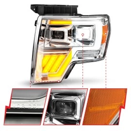 Anzo 111607 - Plank Style Full LED Projector Headlights w/ Sequential Signal (Chrome Housing, Clear Lens)