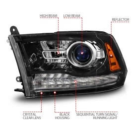 Anzo 111608 - Projector Headlights w/ Sequential Turn Signal (Black Housing, Clear Lens)