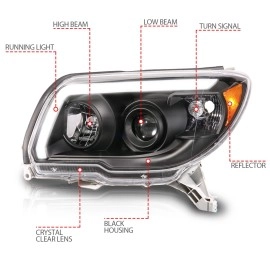 Anzo 111616 - Plank Style Projector Headlights (Black Housing, Clear Lens)