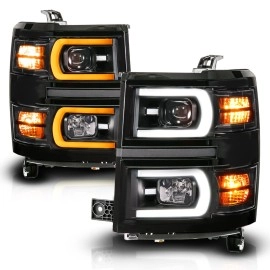 Anzo 111617 - Plank Style Projector Headlights w/ Sequential Signal (Black Housing, Clear Lens)