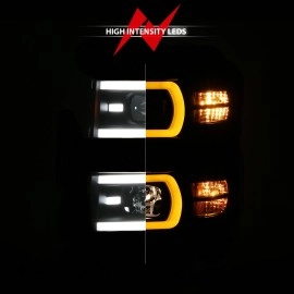 Anzo 111617 - Plank Style Projector Headlights w/ Sequential Signal (Black Housing, Clear Lens)