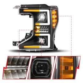 Anzo 111620X - Z-Series Full LED Projector Headlights w/ Initiation & Switchback Turn Signal (Black Housing, Clear Lens)