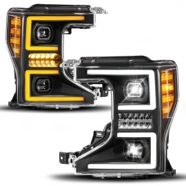 Anzo 111620X - Z-Series Full LED Projector Headlights w/ Initiation & Switchback Turn Signal (Black Housing, Clear Lens)