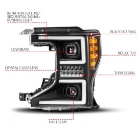 Anzo 111620X - Z-Series Full LED Projector Headlights w/ Initiation & Switchback Turn Signal (Black Housing, Clear Lens)