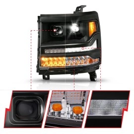Anzo 111622A - Plank Style Full LED Projector Headlights (Black Housing, Clear Lens)
