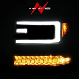 Anzo 111624A - Plank Style Projector Headlights w/ Sequential Signal (Black Housing, Clear Lens)