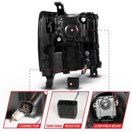 Anzo 111624A - Plank Style Projector Headlights w/ Sequential Signal (Black Housing, Clear Lens)