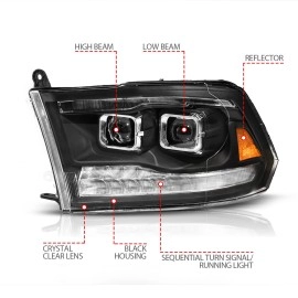 Anzo 111626A - Projector Headlights w/ Sequential Turn Signal (Black Housing, Clear Lens)