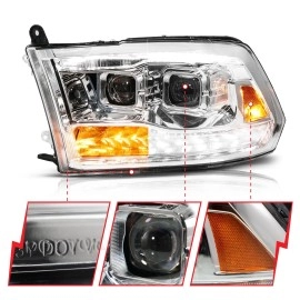 Anzo 111627A - Projector Headlights w/ Sequential Turn Signal (Chrome Housing, Clear Lens)
