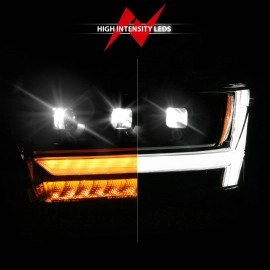 Anzo 111628A - Light Bar Style Full LED Projector Headlights w/ Initiation & Sequential Turn Signal (Black Housing, Clear Lens)