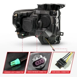 Anzo 111629A - Plank Style Full LED Projector Headlights w/ Sequential Signal (Black Housing, Clear Lens)