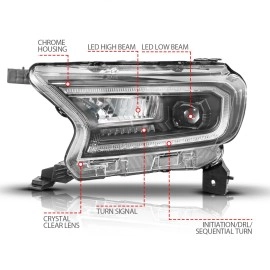 Anzo 111632A - Full LED Projector Headlights w/ Initiation & Sequential Turn Signal (Black Housing, Clear Lens)