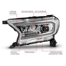 Anzo 111633A - Full LED Projector Headlights w/ Initiation & Sequential Turn Signal (Chrome Housing, Clear Lens)