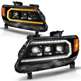 Anzo 111634 - Full LED Projector Headlights w/ DRL & Sequential Turn Signal (Black Housing, Clear Lens)