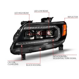 Anzo 111634 - Full LED Projector Headlights w/ DRL & Sequential Turn Signal (Black Housing, Clear Lens)
