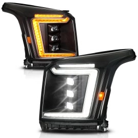 Anzo 111635X - Full LED Projector Headlights w/ Initiation & Sequential Turn Signal (Black Housing, Clear Lens)